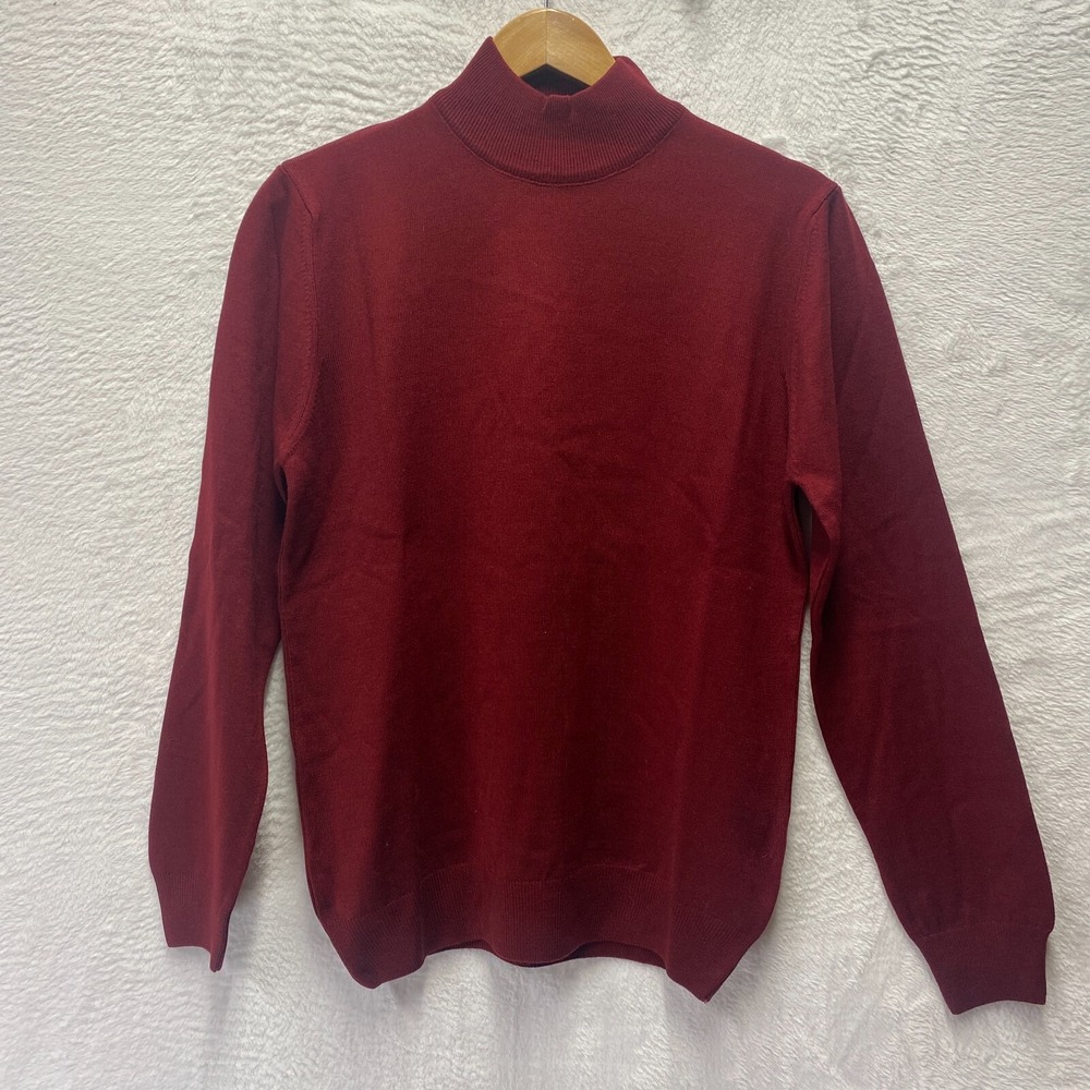 Portabella New York Wool Blend Sweater Mens Medium Burgundy Mock Neck PB-001M
